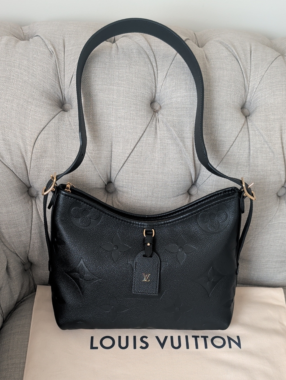 Louis Vuitton Carryall PM Bag Monogram Empreinte Leather Black